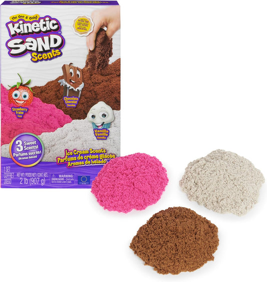 Ice Cream Scented 3-Pack with 2 lbs of Scented Play Sand (Strawberry, Chocolate & Vanilla) - Sensory Toys for Children Ages 3+