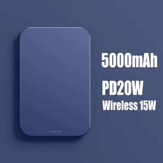 5000mAh Magnetic Wireless Power Bank – 15W Qi, Metal Body, QC 3.0 for iPhone 13/12