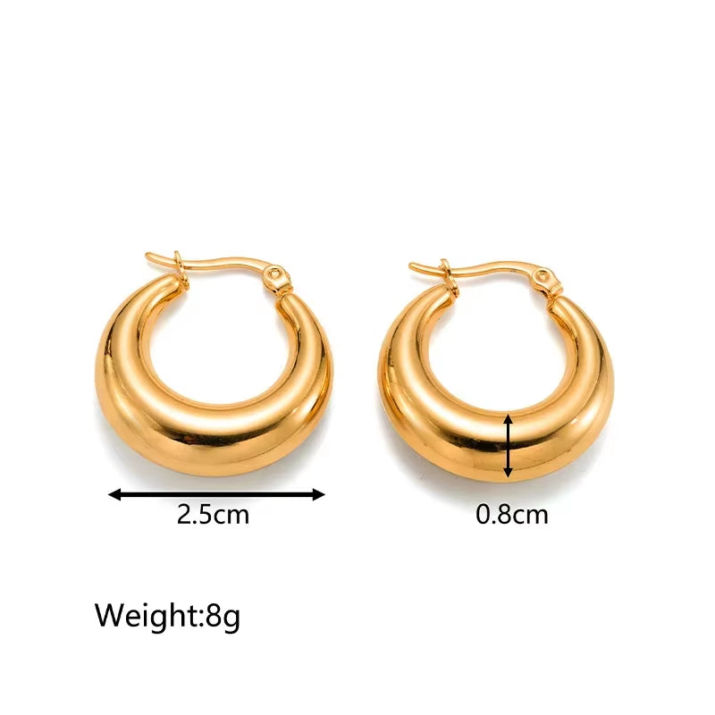 Vintage Gold Hoop Earrings – Non-Tarnish Stainless Steel Party Jewelry for Women