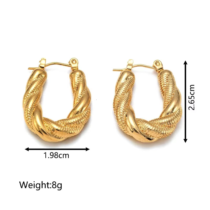 Vintage Gold Hoop Earrings – Non-Tarnish Stainless Steel Party Jewelry for Women