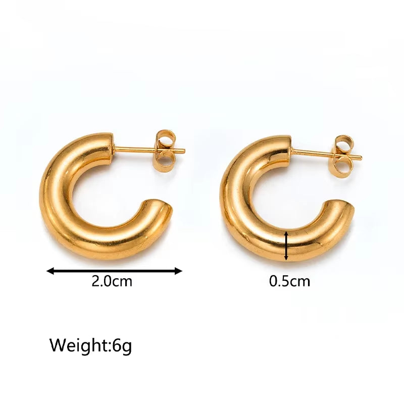 Vintage Gold Hoop Earrings – Non-Tarnish Stainless Steel Party Jewelry for Women