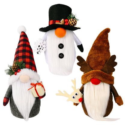 Christmas Snowman Elk Elderly Faceless Baby Doll Ornaments