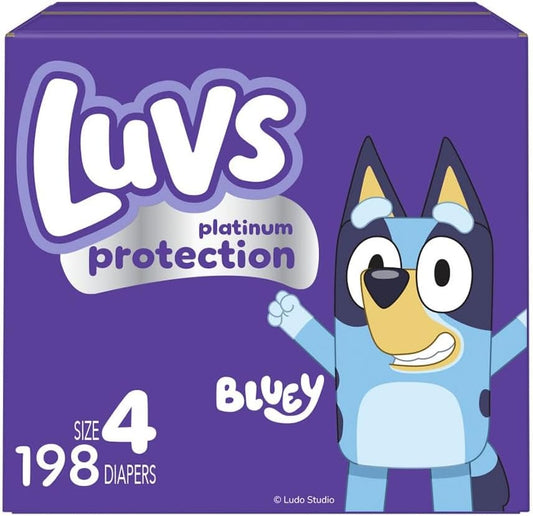 Diapers - Size 4, 198 Count, Bluey Disposable Baby Diapers