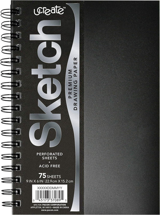 "Heavyweight Sketch Book Unruled 9x6, 75 Sheets for Drawing & Sketching"