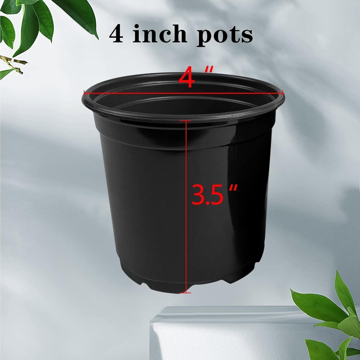 100 Pack Plastic Nursery Pots with Drainage Holes for Plants and Seedlings