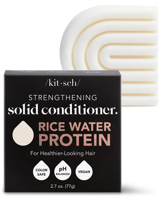 Organic Rice Water Hair Conditioner Bar – Strengthening, Cleansing, and Moisturizing Solid Conditioner for All Hair Types, Eco-Friendly, Paraben and Sulfate Free, 2.7 Oz, Made in the USA