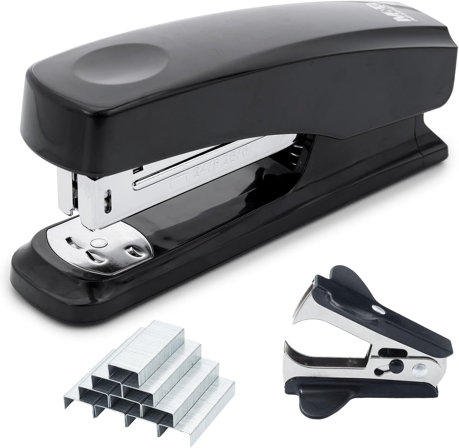 Desktop Stapler Basic Stapler with 25 Sheet Capacity, Two Binding Modes, Portable Stapler with 1000 Staples and Remover, Durable Staplers for Office School Home (Black)