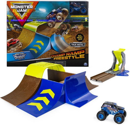 Champ Ramp Freestyle Playset Featuring Exclusive Son-Uva Digger Monster Truck, 1:64 Scale Die-Cast Toy for Children Ages 4 and Up