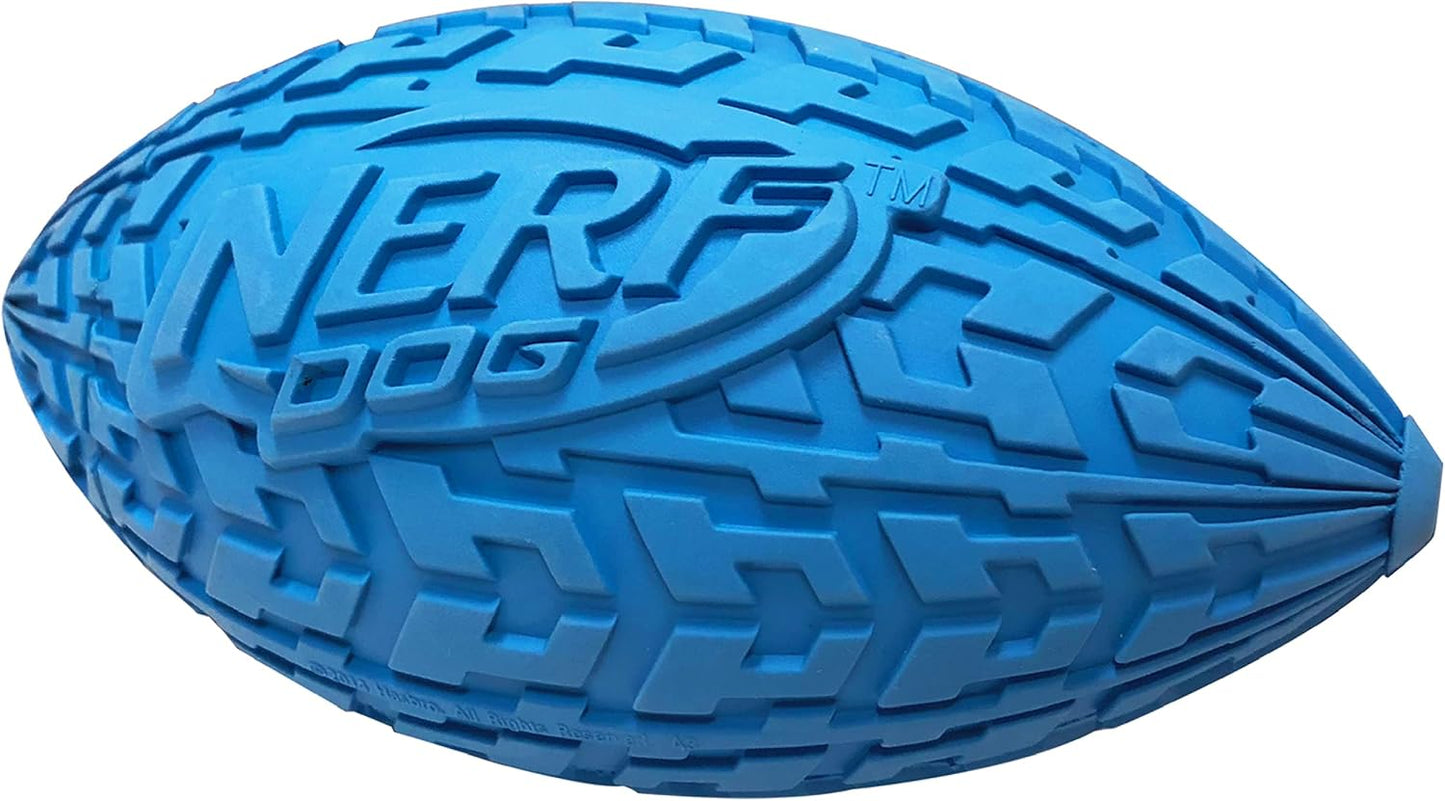 Tire Football Dog Toy with Interactive Squeaker, Lightweight, Durable and Water Resistant, 6 Inch Diameter for Medium/Large Breeds, Single Unit, Blue (1571)