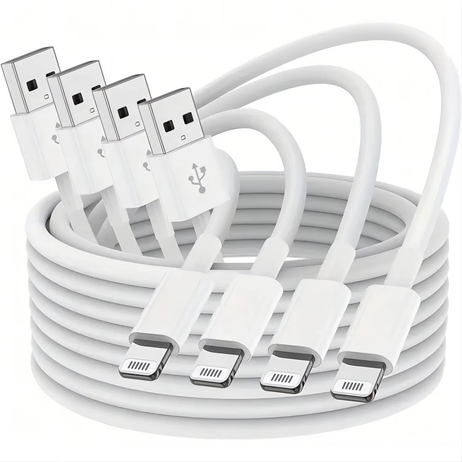 1M/3FT USB to L Charging Cable for iPhone & iPad – 4 Pack