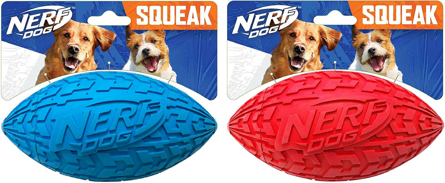 Tire Football Dog Toy with Interactive Squeaker, Lightweight, Durable and Water Resistant, 6 Inch Diameter for Medium/Large Breeds, Single Unit, Blue (1571)