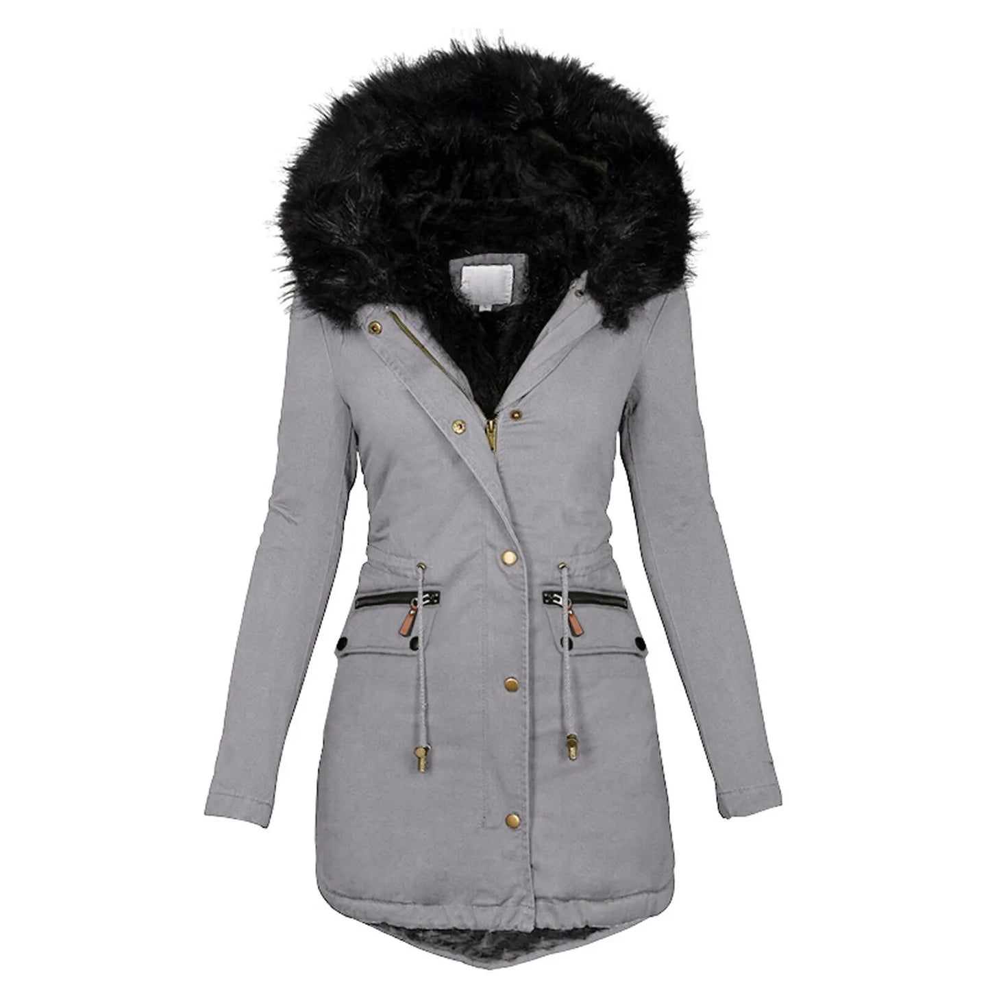 Women Winter Long Jacket Casual Thick Warm Faux Fur Plush Hooded Fur Collar Parkas Female Snow Coat Jackets Slim Overcoat куртка