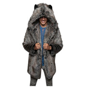 Winter Couple Men Faux Fur Coat 2021 Casual Women Hooded Fox Fur Jacket Coat Bear Ear Warm Long Sleeve Jacket Overcoat