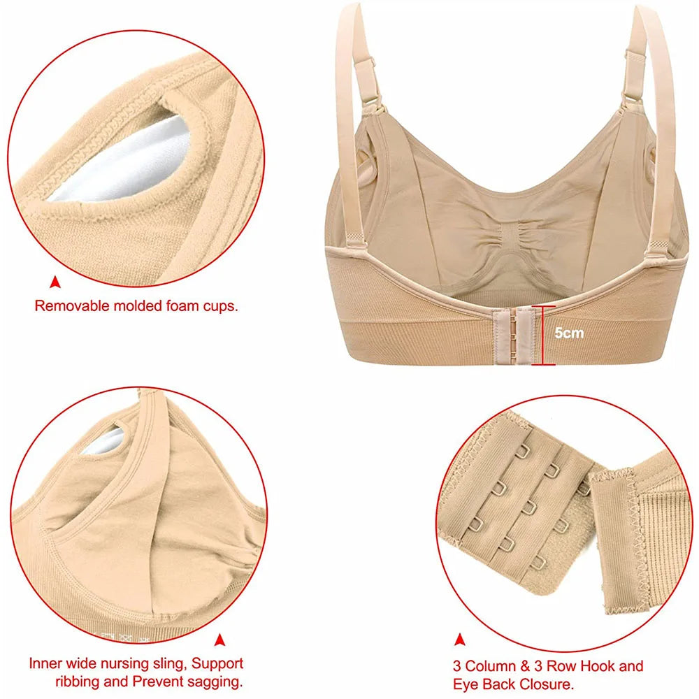 Seamless Maternity Nursing Bra – Clip-Down Push-Up Bralette for Breastfeeding