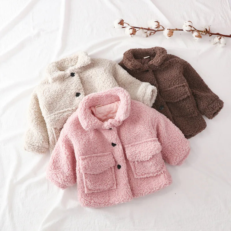 Fashion Baby Girl Boy Winter Jacket Thick Lamb Wool Infant Toddler Child Warm Sheep