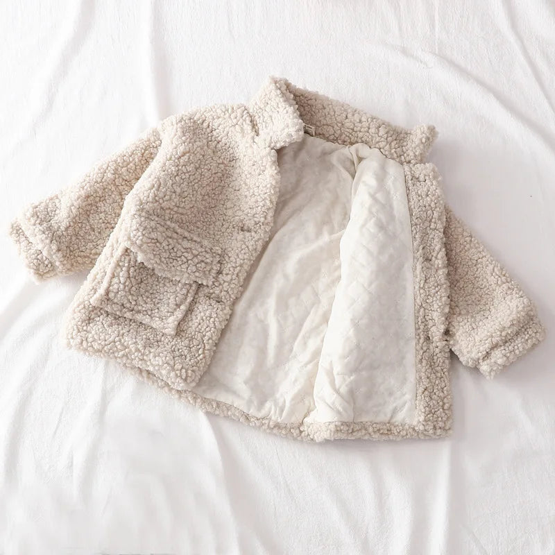 Fashion Baby Girl Boy Winter Jacket Thick Lamb Wool Infant Toddler Child Warm Sheep