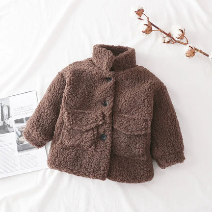 Fashion Baby Girl Boy Winter Jacket Thick Lamb Wool Infant Toddler Child Warm Sheep