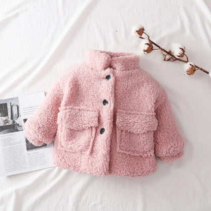 Fashion Baby Girl Boy Winter Jacket Thick Lamb Wool Infant Toddler Child Warm Sheep