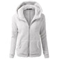 Jacket Women Autumn Winter Fleece Hooded Overcoat Loose Solid Color Pocket Pullover Classic Windproof Zipper