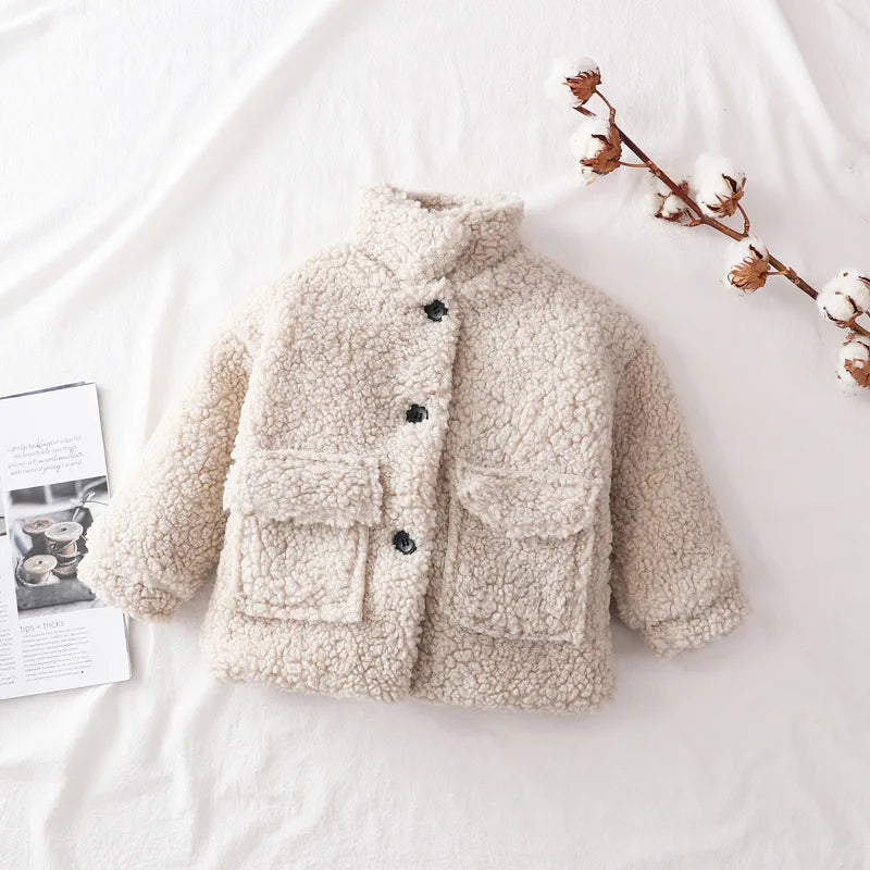 Fashion Baby Girl Boy Winter Jacket Thick Lamb Wool Infant Toddler Child Warm Sheep