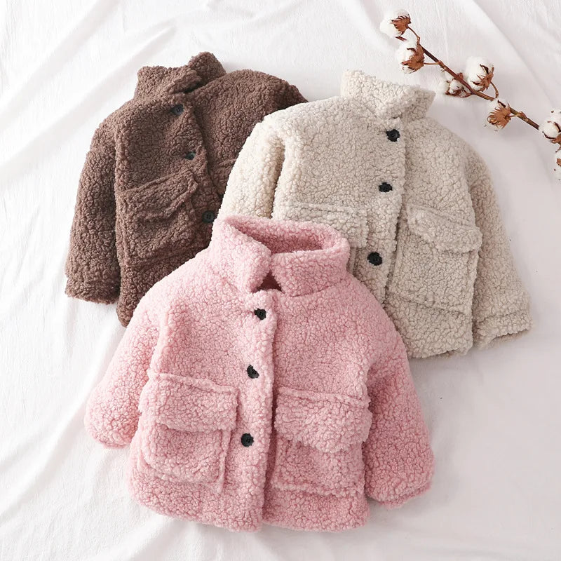 Fashion Baby Girl Boy Winter Jacket Thick Lamb Wool Infant Toddler Child Warm Sheep