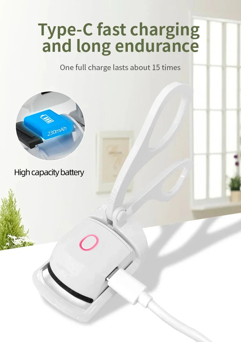 Electric Eyelash Curler USB Charging Model Fast Heating Portable Eye Lash Perm Shaping and Lasting Curling Thermal Eyelash Clip