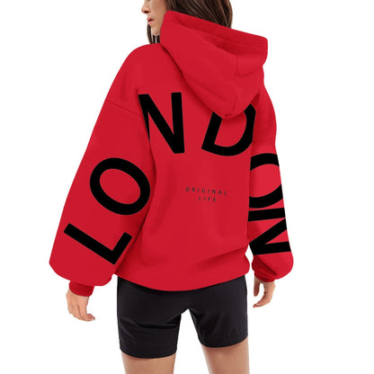 Women Y2k Hooded Streetwear Pullovers Womens Home Outdoor Workout Long Sleeve Hoodie Back Letter Print Oversized Sweatshirt