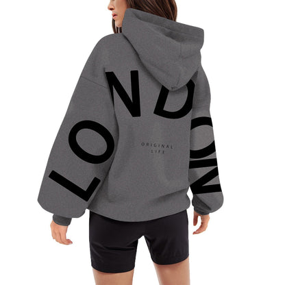 Women Y2k Hooded Streetwear Pullovers Womens Home Outdoor Workout Long Sleeve Hoodie Back Letter Print Oversized Sweatshirt