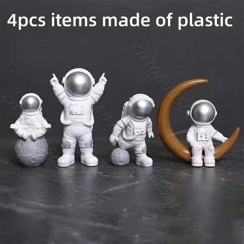 4 pcs Astronaut Figure Statue Figurine Spaceman Sculpture Educational Toy Desktop Home Decoration Astronaut Model For Kids Gift