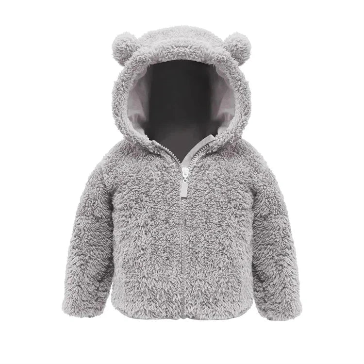 Kids Baby Boys Girls Warm Jacket Bear Hoods Infant Toddler Outerwear Hooded Clothes Velvety