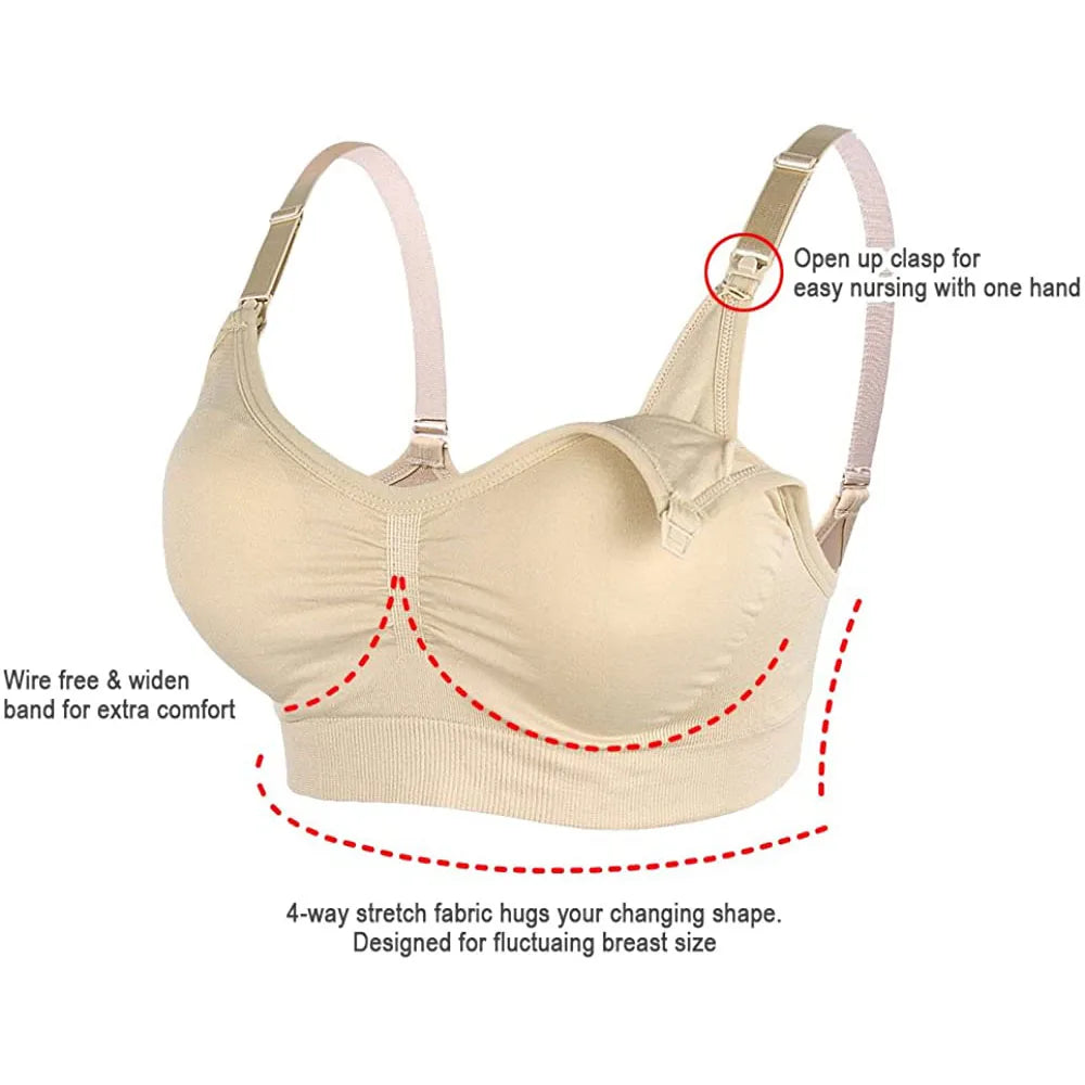 Seamless Maternity Nursing Bra – Clip-Down Push-Up Bralette for Breastfeeding