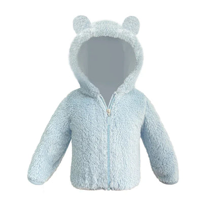 Kids Baby Boys Girls Warm Jacket Bear Hoods Infant Toddler Outerwear Hooded Clothes Velvety