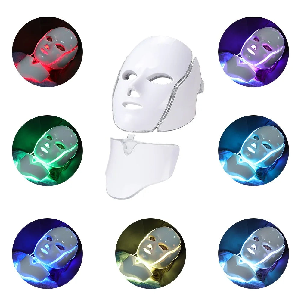 Air Bag-7 Colors Light LED Skin Care Facial Beauty Mask With Neck Skin Rejuvenation Treatment Beauty Anti Acne Therapy Whitening