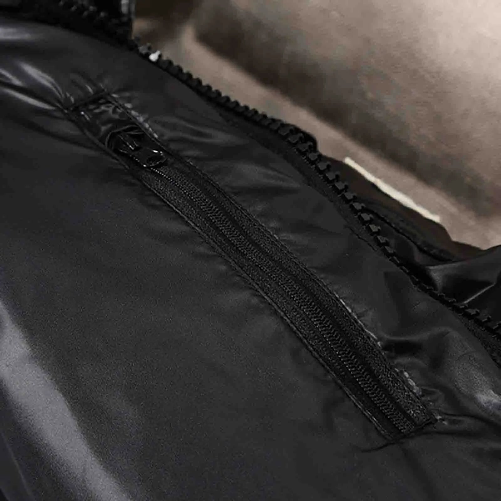 Men Fashion Casual Male Quilted Padded Shiny Buffer Bubble Thick Coat Metallic Shiny Stand