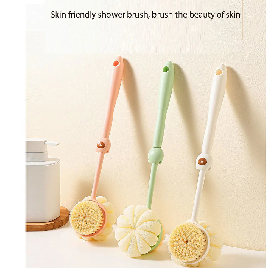 Household 2-In-1 Double Shower Shower Brush Long Shower Brush Bath Massage Back Brush Body Exfoliating Brush Bath Products