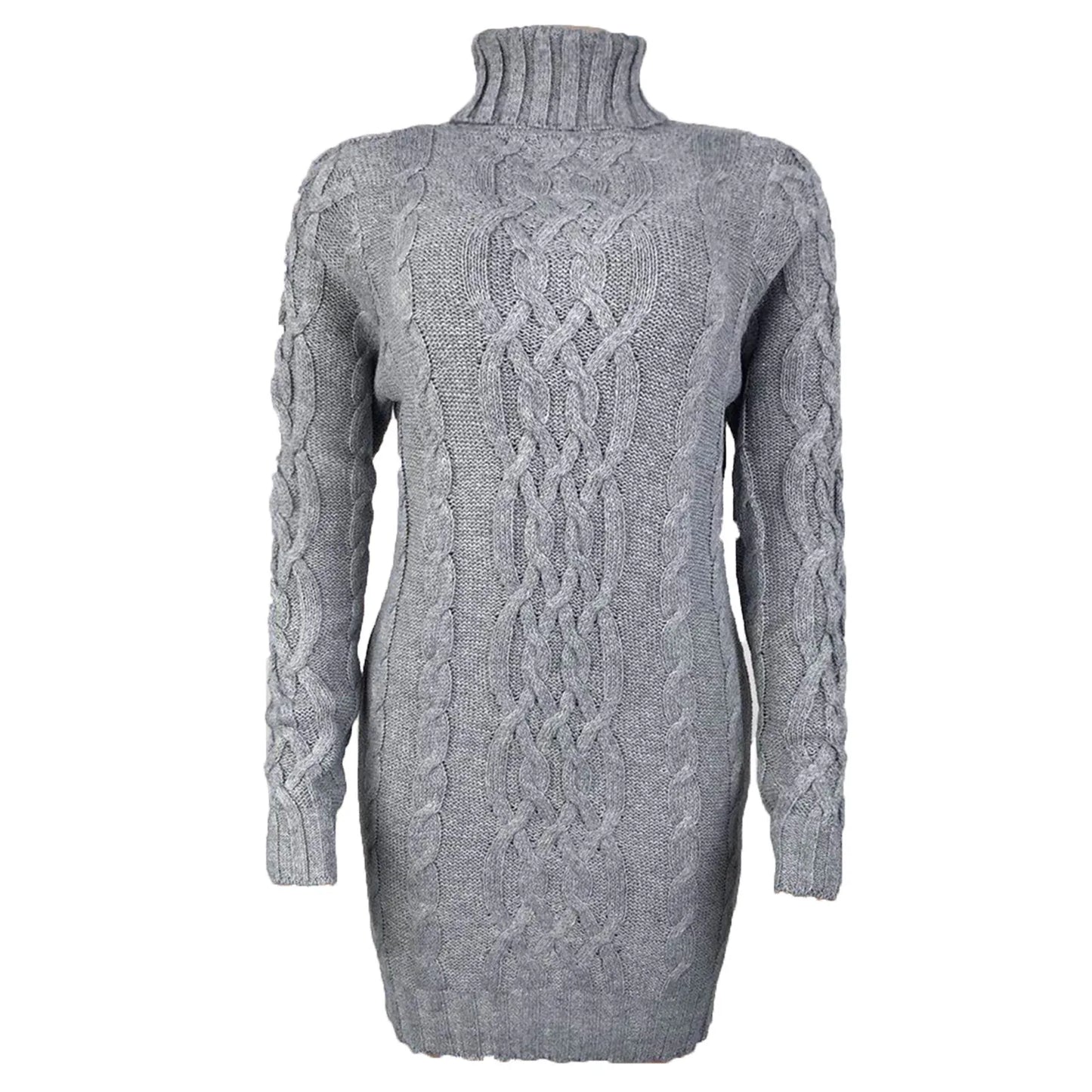 Winter Tniken Turtlenec Jumper Tight Elasticity Sweater Dress Warm Knitted Pullover Women Long Sweater Party Christmas Dresses