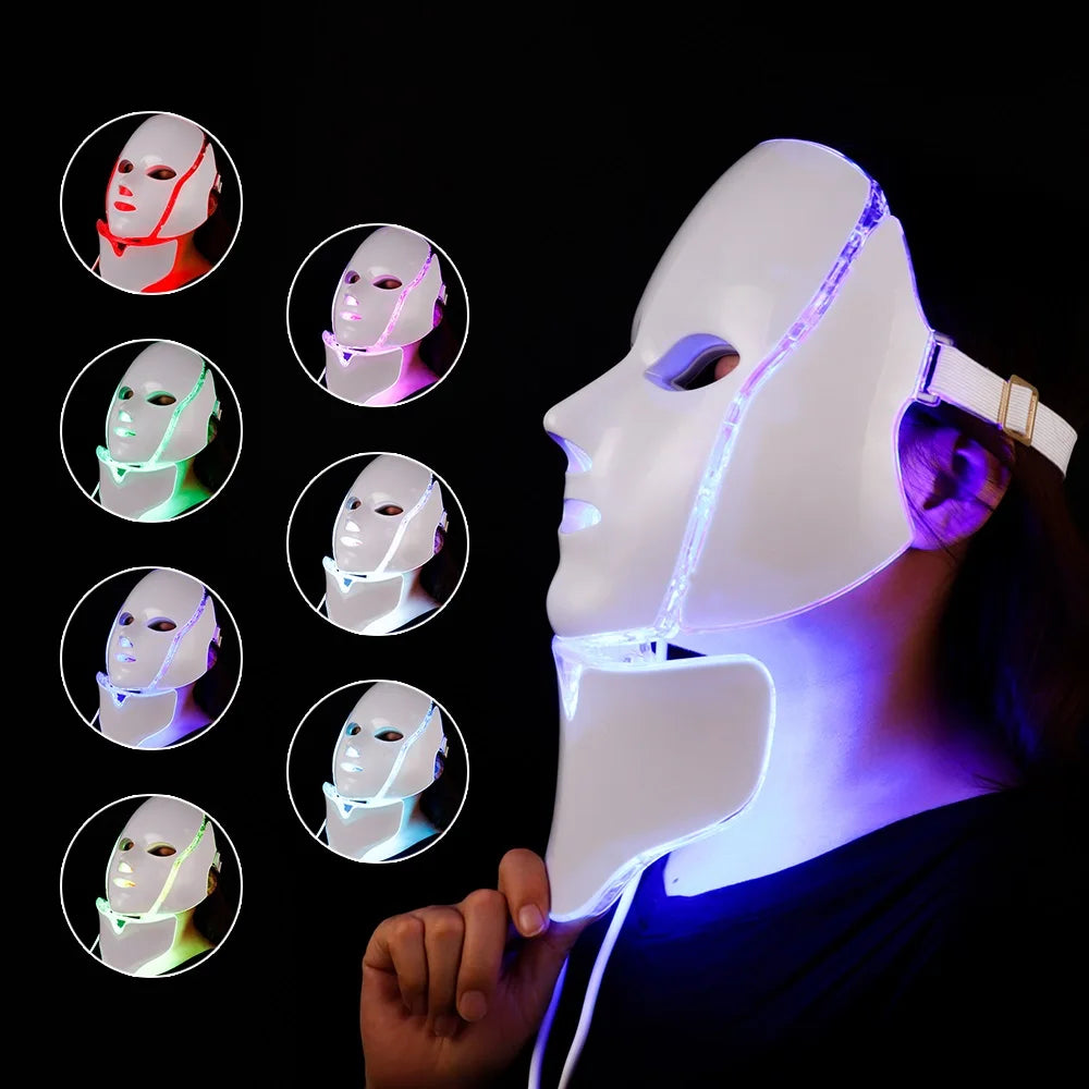 Air Bag-7 Colors Light LED Skin Care Facial Beauty Mask With Neck Skin Rejuvenation Treatment Beauty Anti Acne Therapy Whitening