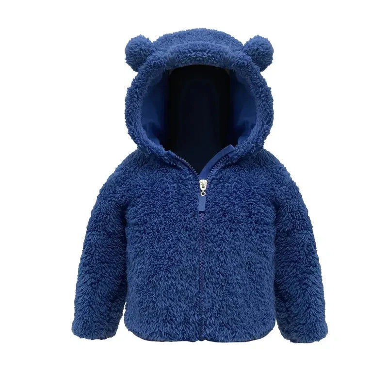 Kids Baby Boys Girls Warm Jacket Bear Hoods Infant Toddler Outerwear Hooded Clothes Velvety