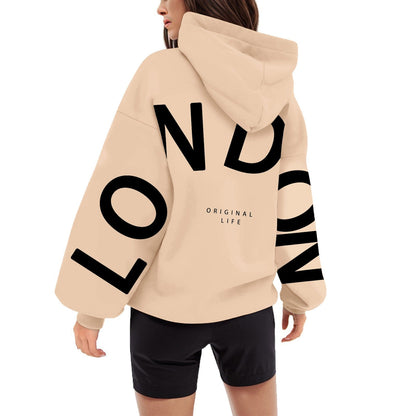 Women Y2k Hooded Streetwear Pullovers Womens Home Outdoor Workout Long Sleeve Hoodie Back Letter Print Oversized Sweatshirt