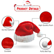 Plush Christmas Santa Hat - Long Red Holiday Hat for Adults & Kids | Unisex 2024 Festive Party Supplies & Gifts