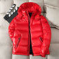 Men Fashion Casual Male Quilted Padded Shiny Buffer Bubble Thick Coat Metallic Shiny Stand