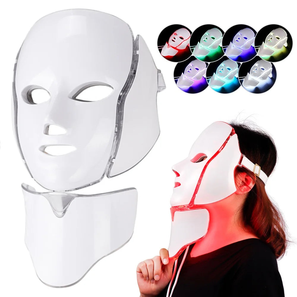 Air Bag-7 Colors Light LED Skin Care Facial Beauty Mask With Neck Skin Rejuvenation Treatment Beauty Anti Acne Therapy Whitening