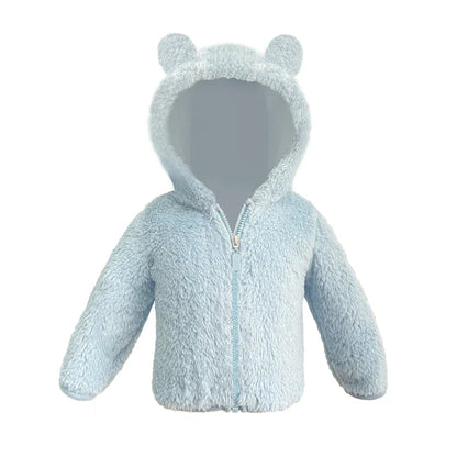 Kids Baby Boys Girls Warm Jacket Bear Hoods Infant Toddler Outerwear Hooded Clothes Velvety