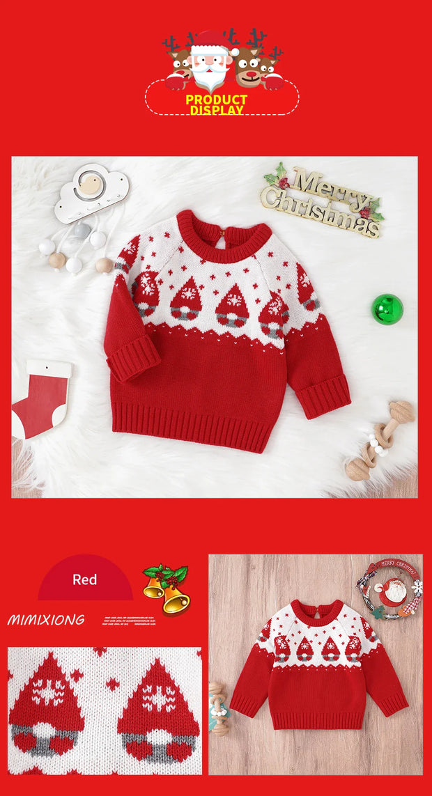 0-3Yrs Christmas Baby Boys Girls Sweaters Winter Knitted Infant Baby Clothes Elk Deer Pattern Kids