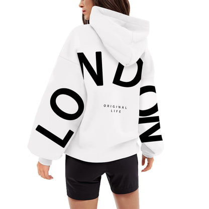 Women Y2k Hooded Streetwear Pullovers Womens Home Outdoor Workout Long Sleeve Hoodie Back Letter Print Oversized Sweatshirt