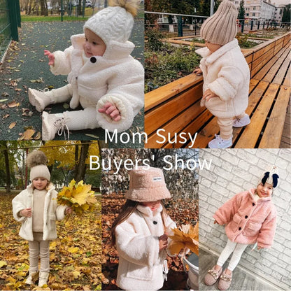 Fashion Baby Girl Boy Winter Jacket Thick Lamb Wool Infant Toddler Child Warm Sheep