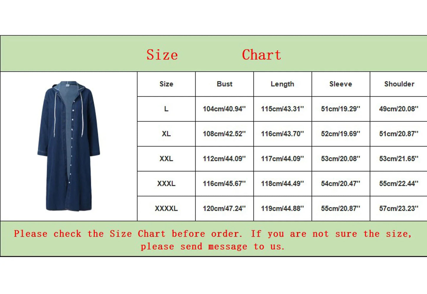 Fashion Streetwear Overcoat Chic Long Hooded Outwear Women Casual Denim Jacket Single-breasted Cardigan Ankle Length Coat