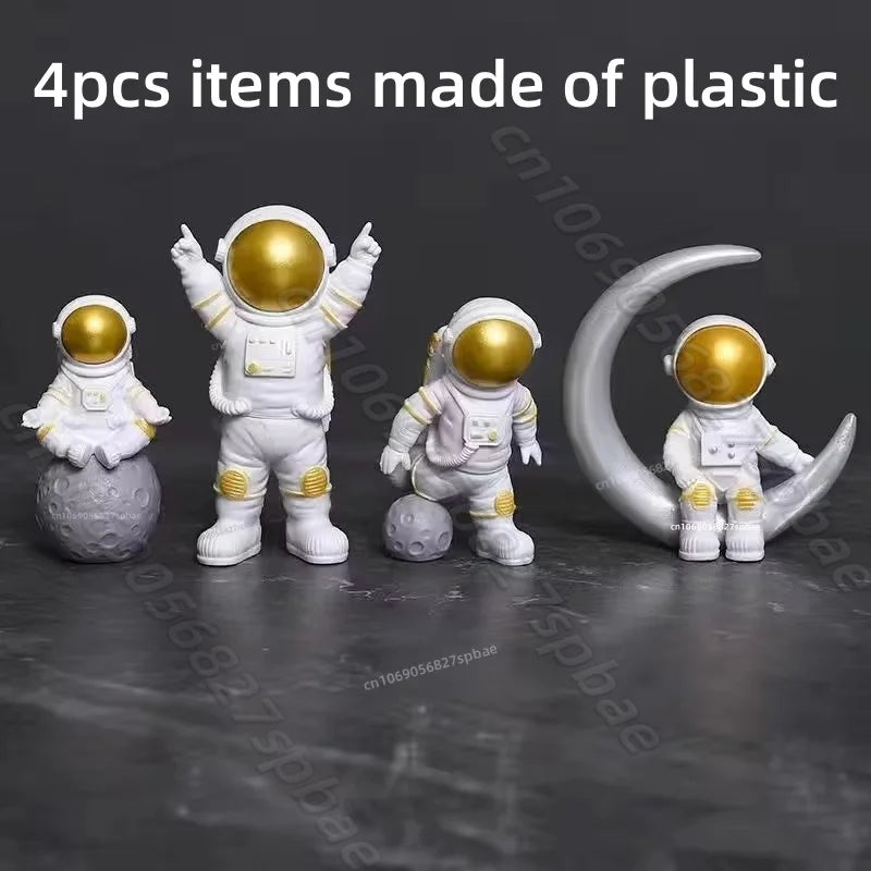 4 pcs Astronaut Figure Statue Figurine Spaceman Sculpture Educational Toy Desktop Home Decoration Astronaut Model For Kids Gift