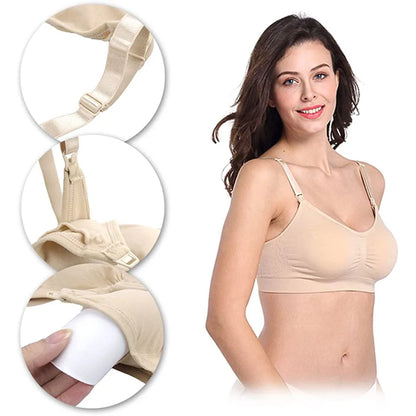 Seamless Maternity Nursing Bra – Clip-Down Push-Up Bralette for Breastfeeding