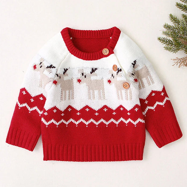 0-3Yrs Christmas Baby Boys Girls Sweaters Winter Knitted Infant Baby Clothes Elk Deer Pattern Kids